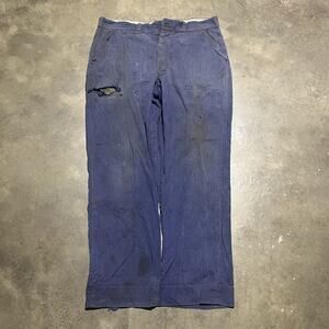Vintage 40s Hart Blue HBT Striped Workwear Pants 36x32